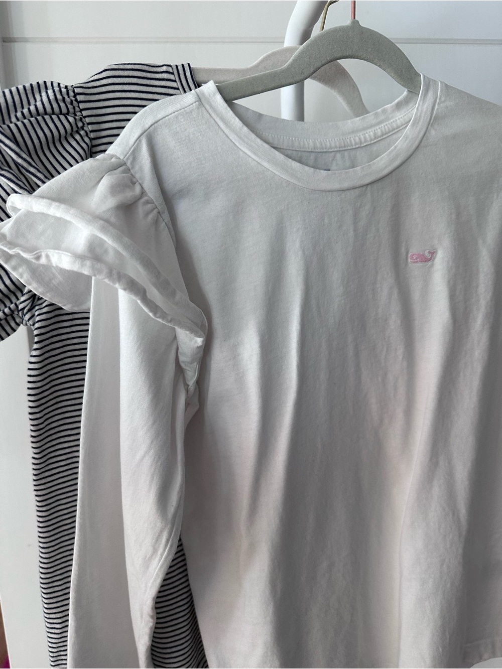 Set of Two Vineyard Vines Kids Long Sleeve  Tees with ruffle shoulders